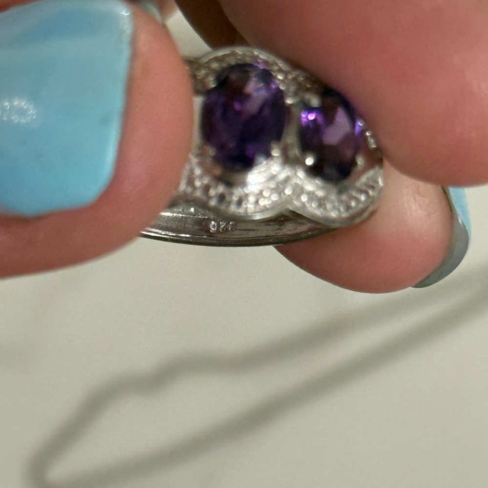 Sterling Silver with Amethyst and Peridot Gemstone Jewelry Set - Picture 8 of 11